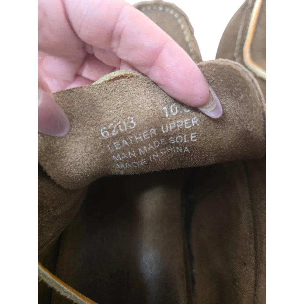 Minnetonka Mens 10.5 Brown Suede Leather Moc Toe Lace Up Ankle Boat Shoes